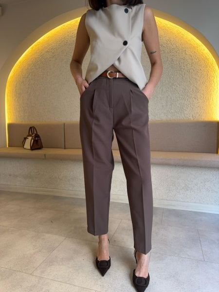 Lady Kemerli Pantolon Haki