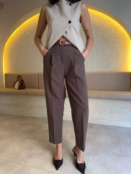 Lady Kemerli Pantolon Haki